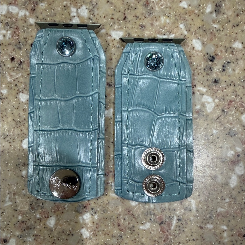 Spark’l Blue leather Croc-Embossed Apple Watch band.